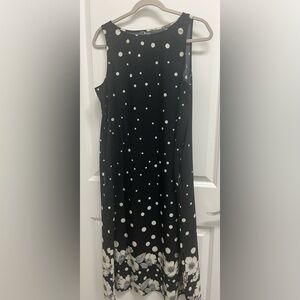 Chic Black and White Polka Dot Midi Dress